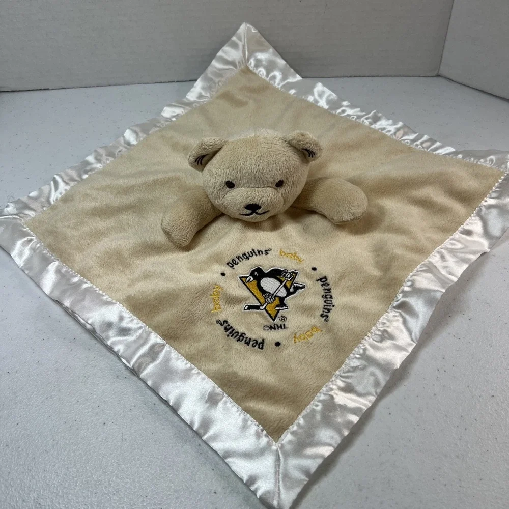 Baby Fanatic Embroidered Pittsburgh Penguins NHL Baby Lovey Cream Satin Back